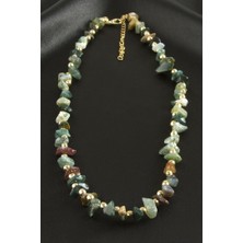 Zero Land Hnrlishp Hint Akik Kırık Doğaltaş Kolye - Yeşil