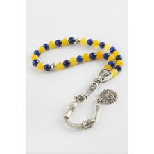 Zero Land Hnrlishp Sarı Lacivert Ceyt Doğaltaş Tesbih 6 mm - Lacivert