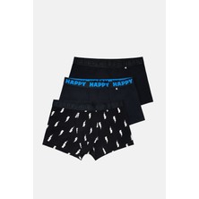 Happy Socks -  Erkek Siyah Karışık Desenli 3\'lü Boxer Seti