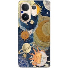 TechTree Vivo V60 Uyumlu Güneş ve Ay Evren Tasarımlı Baskılı Silikon Kılıf