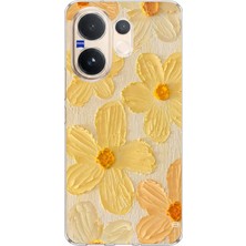 TechTree Vivo V60 Uyumlu Güneşin Dokunuşu Sarı Papatya Baskılı Silikon Kılıf