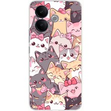 TechTree Vivo V60 Lite Uyumlu Sevimli Kediler Baskılı Silikon Kılıf