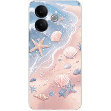 TechTree Vivo V60 Lite Uyumlu Sahil Deniz Kabuğu Baskılı Silikon Kılıf