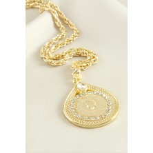 Zero Land Hnrlishp Tuğra Taşlı Uçlu Kolye - Sarı