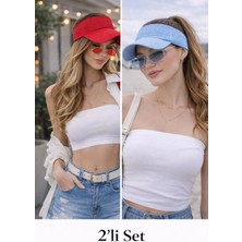 Wearflawless Kadın 2'li Set Vizör Üstü Açık Şapka, Siperli Şapka,yazlık Güneş Koruyucu Vizör Şapka, Tenis Şapkası