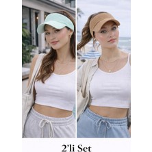 Wearflawless Kadın 2'li Set Vizör Üstü Açık Şapka, Siperli Şapka,yazlık Güneş Koruyucu Vizör Şapka, Tenis Şapkası