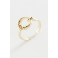 Zero Land Hnrlishp Ay Yıldız Zirkon Taşlı Yüzük - Sarı