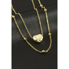 Zero Land Hnrlishp Kalp Ikili Çelik Kolye - Sarı