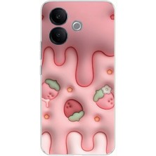 TechTree Vivo V60 Lite Uyumlu Çilekli Pasta Baskılı Silikon Kılıf