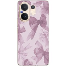 TechTree Vivo V60 Uyumlu Menekşe Tonlu Fiyonk Baskılı Silikon Kılıf