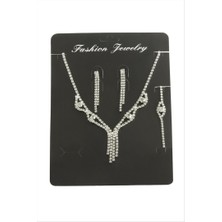 Zero Land Hnrlishp Sallantılı Taşlı Set Kolye - Gümüş Rengi