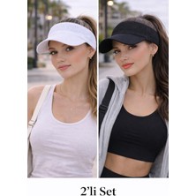 Wearflawless Kadın 2'li Set Vizör Üstü Açık Şapka, Siperli Şapka,yazlık Güneş Koruyucu Vizör Şapka, Tenis Şapkası