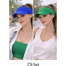 Wearflawless Kadın 2'li Set Vizör Üstü Açık Şapka, Siperli Şapka,yazlık Güneş Koruyucu Vizör Şapka, Tenis Şapkası