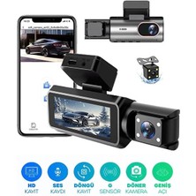 Navigold Dx-17 Wifi 1080P Araç Kayıt Kamerası 3 Kameralı Ekranlı Gece Görüşlü G-Sensör Ön-Arka-Iç Kamera