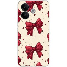 TechTree Vivo V60 Lite Uyumlu Büyük Kırmızı Fiyonklar Baskılı Silikon Kılıf