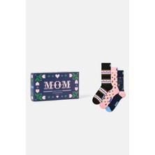 Happy Socks - Çok Renkli Anneler Günü Desenli 3\'lü Pamuklu Çorap Seti