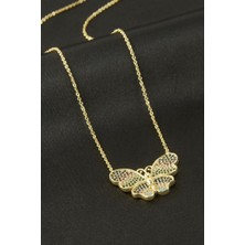 Zero Land Hnrlishp Kelebek Zirkon Taşlı Kolye - Sarı