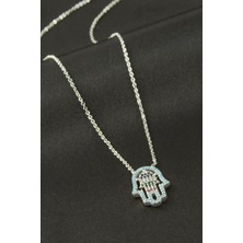 Zero Land Hnrlishp Ftm Ana Eli Zirkon Taşlı Kolye - Gümüş Rengi