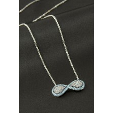 Zero Land Hnrlishp Sonsuzluk Zirkon Taşlı Kolye - Lacivert