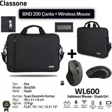 Classone BND200 Eko Serisi 15.6 Inç. Notebook Çantası-Siyah + WL600 Wireless Mouse