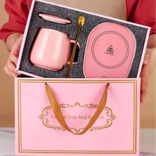 Keyfim Shop Elektrikli Kahve Isıtıcılı Şık Kahve Fincanı Seti – Karıştırıcı Kaşık ve Isıtma Tabağı Hediyelik Set