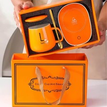 Keyfim Shop Elektrikli Kahve Isıtıcılı Şık Kahve Fincanı Seti – Karıştırıcı Kaşık ve Isıtma Tabağı Hediyelik Set