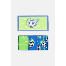 Happy Socks - Çocuk Çok Renkli Futbol Desenli 3\'lü Pamuklu Çorap Seti