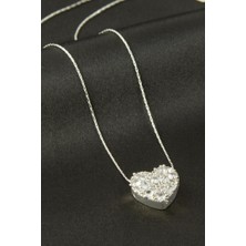 Zero Land Hnrlishp Kalp Zirkon Taşlı Kolye - Gümüş Rengi