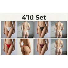 Calma Tül Tanga 4 Lü (Bordo-Siyah-Kırmızı-Beyaz)