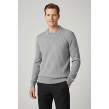 Yyz Store Gri Polo Yaka Triko Kazak
