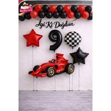 Yarış Arabası Temalı Doğum Günü Balon Süsleme Seti 1-9 Yaş Parti Dekorasyon Seti Iyiki Doğdun Yazılı
