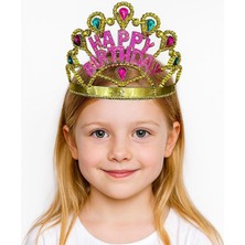 Evvano Altın Renk Happy Birthday Yazılı Doğum Günü Tacı 60 cm