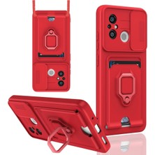 Hnrlishp Newface Xiaomi Redmi 12C Kılıf Zuma Kartvizitli Yüzüklü Silikon - Kırmızı