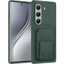 Kupa Tecno Camon 40 Pro Uyumlu Kılıf Deri Görünümlü Kart Bölmeli Yumuşak Tpu