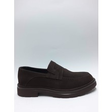 Marutti Hakiki Deri Kahverengi Nubuk Bağcıksız Casual Model Hafif Yazlık Erkek Ayakkabı C-83556MRT