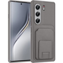 Kupa Tecno Camon 40 Pro Uyumlu Kılıf Deri Görünümlü Kart Bölmeli Yumuşak Tpu