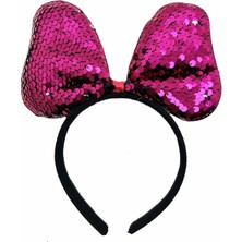 Evvano Renk Değiştiren Pullu Payetli Fiyonk Parti Tacı Fuşya Gümüş Renk 20X16 cm