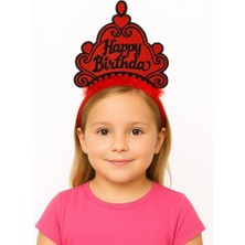 Evvano Kırmızı Happy Birthday Prenses Tacı – Doğum Günü Taç Aksesuarı