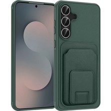 Kupa Samsung Galaxy S25 Fe Uyumlu Kılıf Deri Görünümlü Kart Bölmeli Yumuşak Tpu
