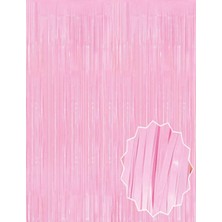 Evvano Soft Pembe Püsküllü Kapı Perdesi - Parti, Baby Shower, Cinsiyet Partisi 1x2 M