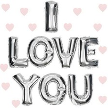 Evvano I Love You Folyo Balon Gümüş Renk 35 cm