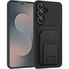 Kupa Samsung Galaxy S25 Fe Uyumlu Kılıf Deri Görünümlü Kart Bölmeli Yumuşak Tpu