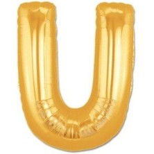 Evvano U Harf Folyo Balon Altın Renk  40 Inç
