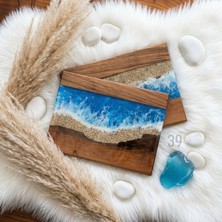 39 Art Studio Dark Ocean Ceviz & Epoksi Sunum Tahtası – 24X32 cm