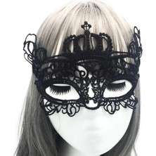 Evvano Siyah Renk Dantel Kesim Dantel Işlemeli Balo Parti Maskesi 9 No