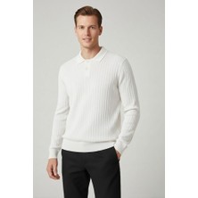 Yyz Store Beyaz Polo Yaka Triko Kazak