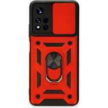Hnrlishp Newface Xiaomi Poco M4  5g Kılıf Pars Lens Yüzüklü Silikon - Kırmızı