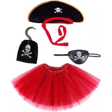 Evvano Korsan Şapkası Eteği Kancası ve Göz Maskesi Kostüm Seti Kız Çocuk