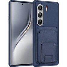 Kupa Tecno Camon 40 Pro Uyumlu Kılıf Deri Görünümlü Kart Bölmeli Yumuşak Tpu