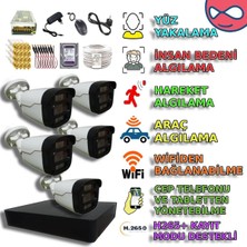 XM Pro PKMX504S5 - 5'li 5mp Sony Lensli 4 Warm Led'li Yapay Zeka Destekli Güvenlik Kamerası Seti